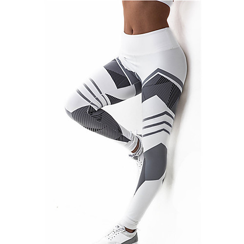 

Women's Sexy Cross - spliced / Sporty Legging - Striped, Print Mid Waist White Black S M L / Skinny
