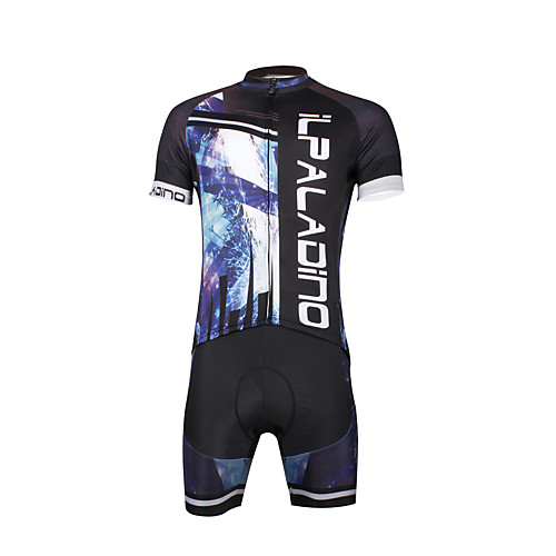 

ILPALADINO Men's Short Sleeve Cycling Jersey with Shorts Black Skull Bike Clothing Suit Breathable 3D Pad Quick Dry Ultraviolet Resistant Reflective Strips Sports Lycra Fashion Clothing Apparel