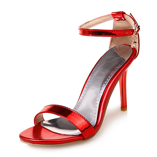 

Women's Sandals Stiletto Heel Open Toe Buckle Leatherette Comfort Spring / Summer / Fall Purple / Gold / Red