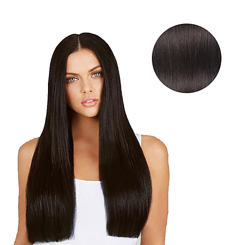 

7 pcs set clip in hair extensions natural black 14inch 18inch 100 human hair for women