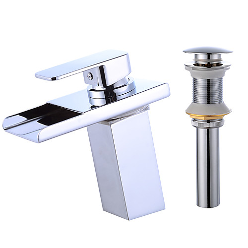 

Faucet Set - LED / Waterfall Chrome Centerset Single Handle One HoleBath Taps