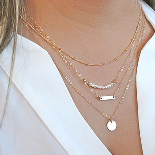 

Women's Pearl Chain Necklace Layered Necklace Layered Bar Dainty Ladies Personalized Fashion Pearl Alloy Necklace Jewelry For Christmas Gifts Party Daily Casual Sports / Pearl Necklace