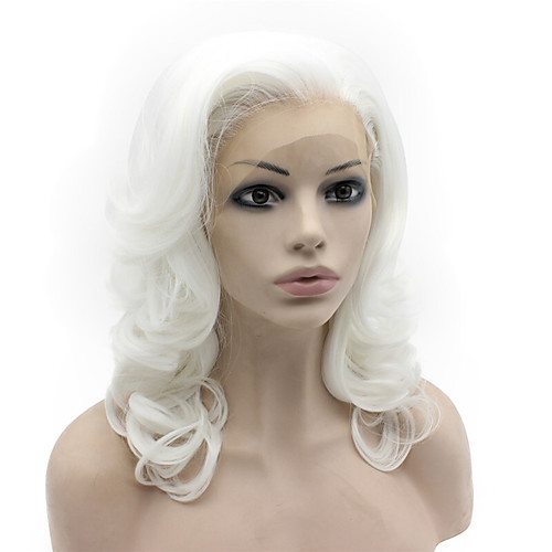 

Synthetic Lace Front Wig Body Wave Body Wave Lace Front Wig Medium Length White Synthetic Hair Women's Natural Hairline White