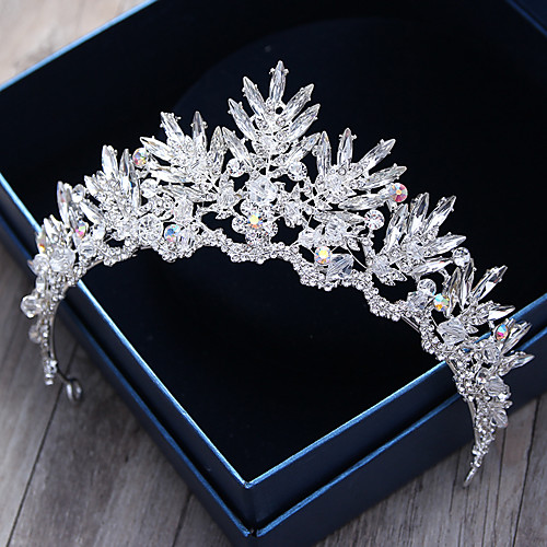 

Crystal Rhinestone Alloy Royal Crown Tiaras Headbands Headwear with Floral 1pc Wedding Special Occasion Outdoor Headpiece Hair Pin