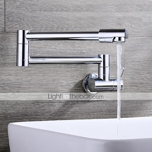 

Contemporary Pot Filler Ceramic Valve Chrome Wall Mounted Kitchen faucet - Single Handle One Hole Chrome Pot Filler Wall Mounted Contemporary Kitchen Taps