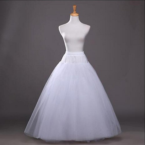 

Wedding / Party / Evening Slips Cotton / Polyester / Tulle Floor-length / Tea-Length Glossy / A-Line Slip / Ball Gown Slip with White Bow