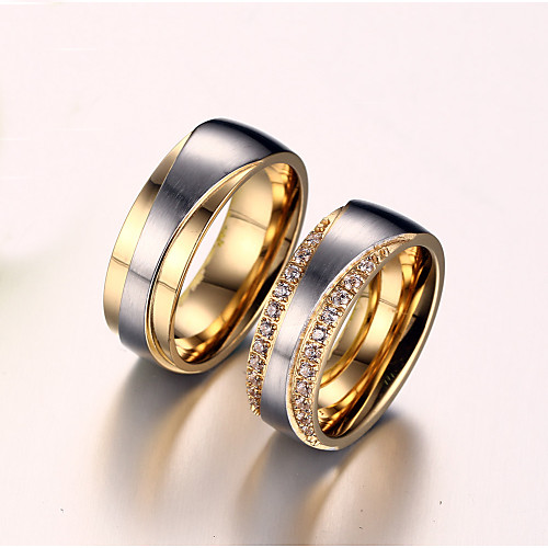 

Women's Couple Rings spinning ring Groove Rings AAA Cubic Zirconia Synthetic Diamond Golden Zircon Titanium Steel Gold Plated Ladies Bridal Wedding Anniversary Jewelry Love Friendship