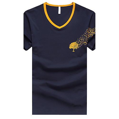 

Men's T shirt Plus Size Print Short Sleeve Daily Tops Cotton White Black Navy Blue