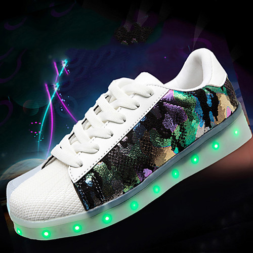 

Men's Sneakers LED LED Shoes Casual Outdoor Leatherette Black / White White Spring Summer
