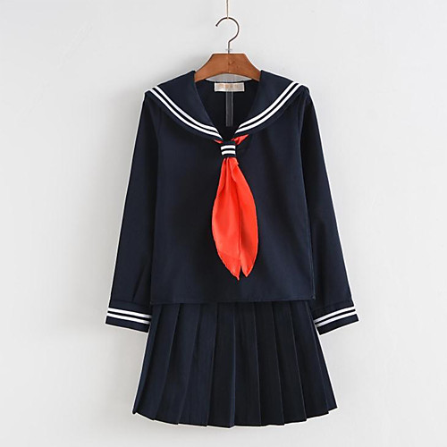 

Student / School Uniform Schoolgirls Adults Women's Cosplay Costume For Polyester Solid Colored Christmas Halloween Carnival Cravat Top Skirt