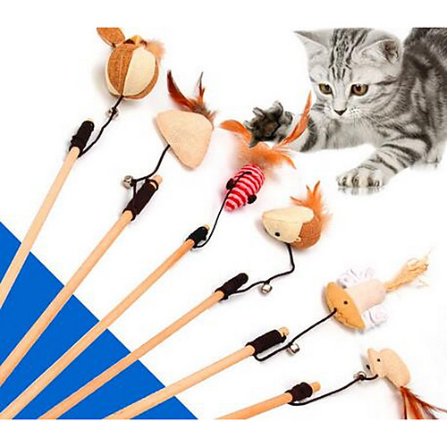 

Feather Toy Mouse Toy Cat Teasers Interactive Toy Mice & Animal Toy Cat Kitten Pet Toy 2 Durable Fabric Plastic Gift