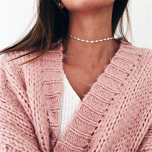

Women's Crystal Choker Necklace Single Strand Personalized Basic Simple Style Fashion Crystal Copper Gold Silver Necklace Jewelry For Party Special Occasion Daily Casual Outdoor