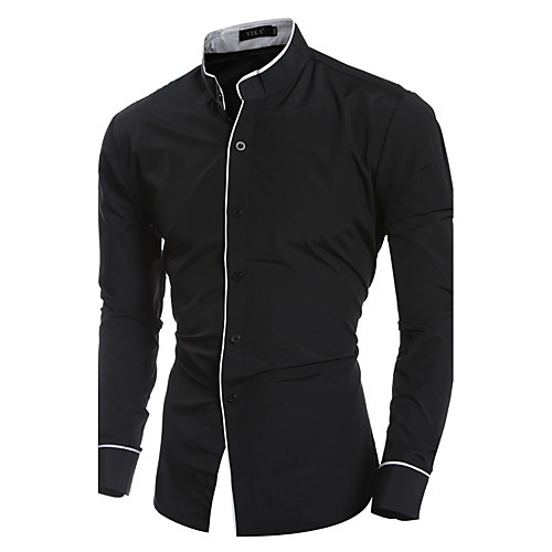 

Men's Shirt Patchwork Long Sleeve Daily Tops Cotton Streetwear White Black Gray
