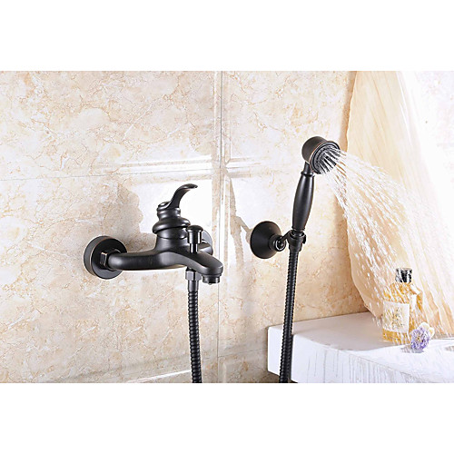 

Bathtub Faucet - Antique Oil-rubbed Bronze Centerset Ceramic Valve Bath Shower Mixer Taps / Brass / Single Handle Two Holes