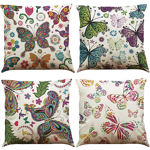 

4 pcs Linen Natural / Organic Pillow Cover Pillow Case, Solid Colored Textured Modern Contemporary Office / Business Traditional / Classic