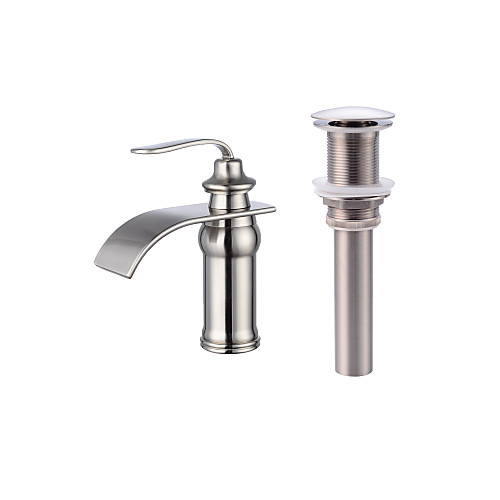 

Faucet Set - Waterfall Nickel Brushed Centerset Single Handle One HoleBath Taps