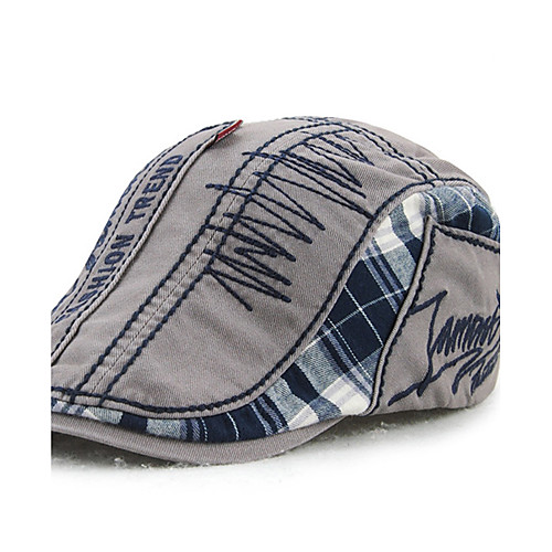 

Men's Beret Hat Cotton Active - Patchwork Blue Beige Gray