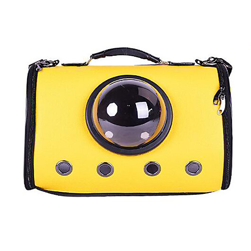 

Cat Dog Carrier Bag & Travel Backpack Astronaut Capsule Carrier Shoulder Messenger Bag Portable Breathable Solid Colored PU Leather Yellow