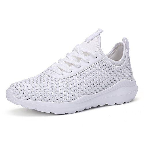 

Men's Trainers Athletic Shoes Comfort Shoes Light Soles Athletic Casual Outdoor Walking Shoes PU White Black Fall Spring / Lace-up