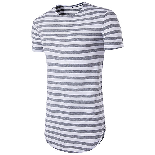 

Men's T shirt Striped Print Short Sleeve Daily Tops Basic Black Red Light gray