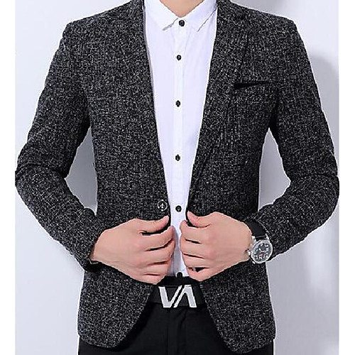 

Black / Blue / Gray Solid Colored Slim Polyester Men's Suit - Notch lapel collar / Spring / Long Sleeve / Work / Plus Size