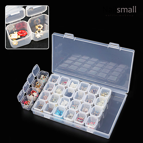 

28 lattice separate transparent storage jewelry drill box