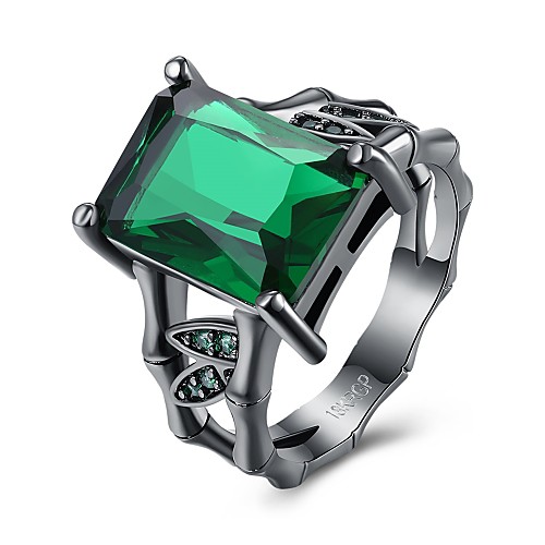 

Ring Crystal Emerald Cut Black Blue Green 18K Gold Plated Crystal Zircon Statement Ladies Personalized 6 7 8 9 / Women's / AAA Cubic Zirconia / Silver Plated / Copper / Rhinestone