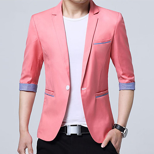 

Black / Blue / Red Color Block Slim Acrylic / Cotton Men's Suit - V Neck / Business / Spring / Summer / Work / Plus Size