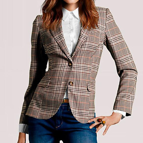 

Women's Jacket Mixed Color Print Cotton Daily Petite Coat Tops Brown