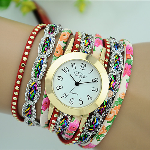 

Women's Bracelet Watch Diamond Watch Quartz Quilted PU Leather Black / White / Blue Hot Sale Analog Ladies Flower Fashion - Red Green Light Sky Blue One Year Battery Life / Tianqiu 377