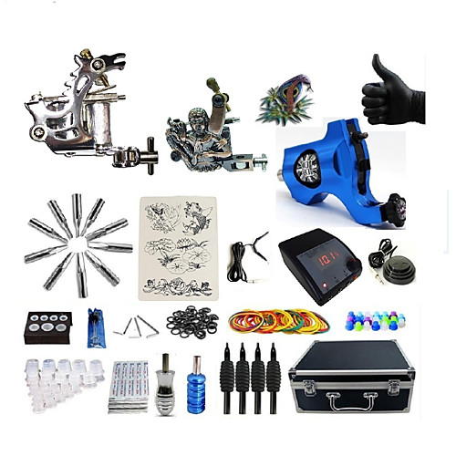 

BaseKey Professional Tattoo Kit Tattoo Machine - 3 pcs Tattoo Machines, Professional Alloy 20 W LED power supply 1 steel machine liner & shader / 1 rotary machine liner & shader / 1 alloy machine