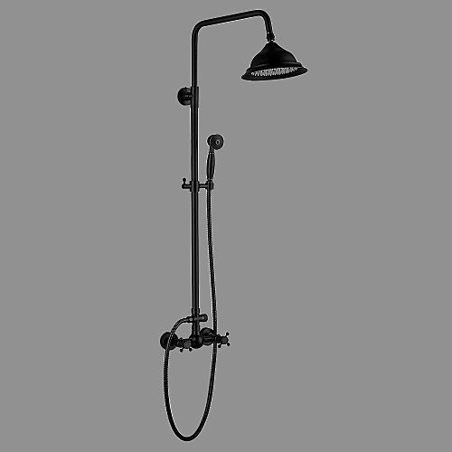 

Shower System Set - Rainfall Antique Oil-rubbed Bronze Shower System Ceramic Valve Bath Shower Mixer Taps / Brass / Two Handles Three Holes