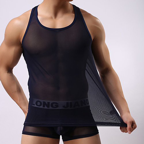 

Men's Super Sexy Undershirt Solid Colored Mesh