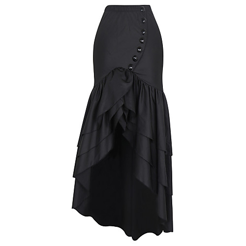 

Women's Cotton Trumpet / Mermaid Skirts Solid Colored Patchwork Black