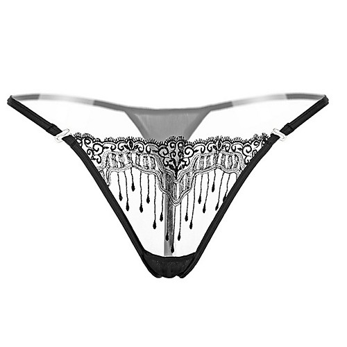 

Women's Mesh G-strings & Thongs Panties Jacquard Low Waist White Black Blue One-Size