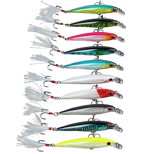 

10 pcs Fishing Lures Hard Bait Minnow Sinking Bass Trout Pike Sea Fishing Bait Casting Ice Fishing Hard Plastic / Spinning / Jigging Fishing / Freshwater Fishing / Bass Fishing / Lure Fishing