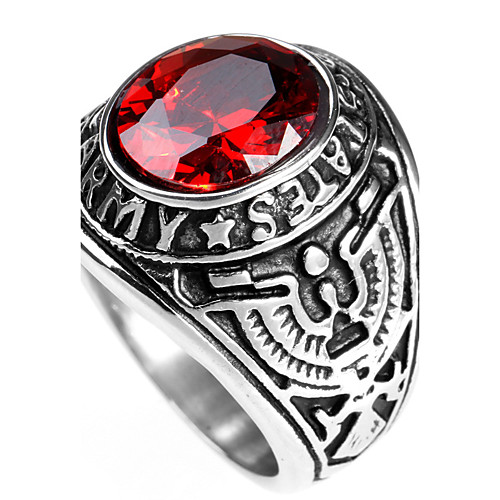 

Men's Statement Ring Ring Sapphire Black Red Green Titanium Steel Personalized Punk Rock Christmas Gifts Party Jewelry Solitaire Round Cut High School Rings Class Magic