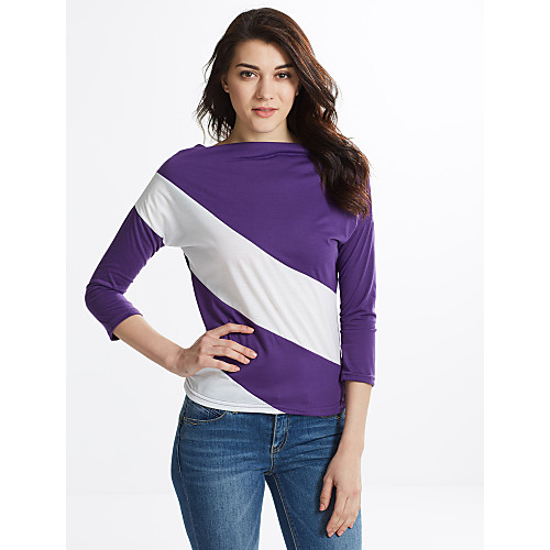 

Women's T shirt Striped Modern Style Long Sleeve Daily Tops Classic & Timeless Wine Black Purple