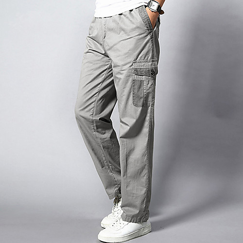 

Men's Active Plus Size Daily Weekend Loose Straight / wfh Sweatpants / Cargo Pants - Solid Colored Yellow Army Green Dark Gray L XL XXL