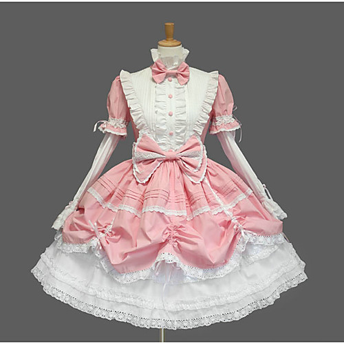 

Princess Sweet Lolita Vacation Dress Dress Women's Girls' Cotton Japanese Cosplay Costumes Plus Size Customized Black / Blue / Pink Ball Gown Solid Color Fashion Cap Sleeve Short Sleeve Short / Mini