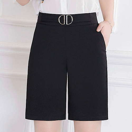 

Women's Plus Size Daily Loose Relaxed Pants Solid Colored Sequins Split Pure Color Black