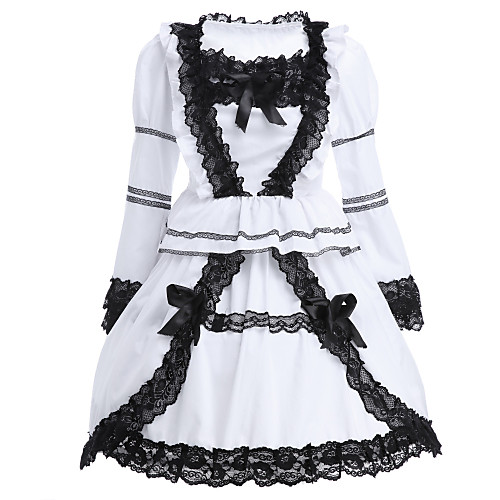 

Classic Lolita Lolita Vacation Dress Dress Women's Girls' Cotton Japanese Cosplay Costumes White Lace Long Sleeve Short Length / Classic Lolita Dress