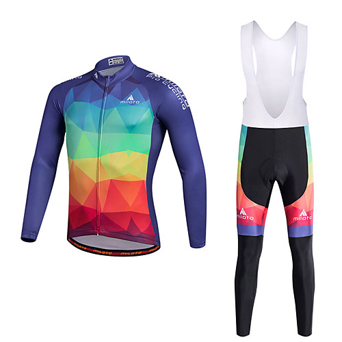 

Sports Cycling Jersey with Bib Tights Men's Long Sleeve BikeBreathable Quick Dry Moisture Permeability 3D Pad Reflective Strips