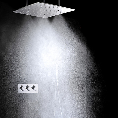 

Shower System Rain Shower Handshower Included Ceramic Valve Three Handles Two Holes Chrome , Shower Faucet