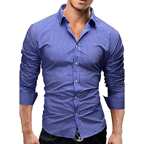 

Men's Shirt Plaid Solid Colored Long Sleeve Business Tops Active Streetwear Black Blue Red