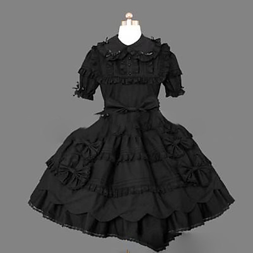 

Princess Gothic Lolita Punk Vacation Dress Dress Prom Dress Women's Girls' Cotton Japanese Cosplay Costumes Plus Size Customized Black Ball Gown Vintage Cap Sleeve Short Sleeve Short / Mini