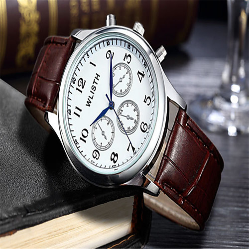 

WLISTH Men's Fashion Watch Wrist Watch Quartz Leather Brown Analog Casual - White Black