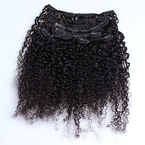 

Clip In Human Hair Extensions Kinky Curly Human Hair Human Hair Extensions Women's Natural Black
