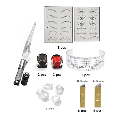 

Microblading Permanent Makeup Eyebrow Tattoo Needle Pen Ink Practice Skin Kit Basekey MPEA1