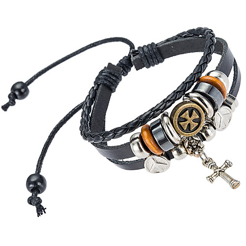 

Men's Leather Bracelet Natural Fashion Leather Bracelet Jewelry Black For Special Occasion Gift Sports